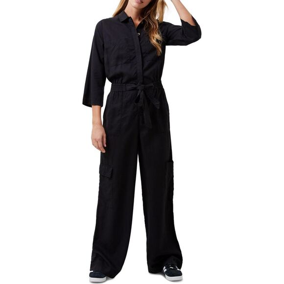 French Connection Womens Elkie Twill Jumpsuit Black NWT